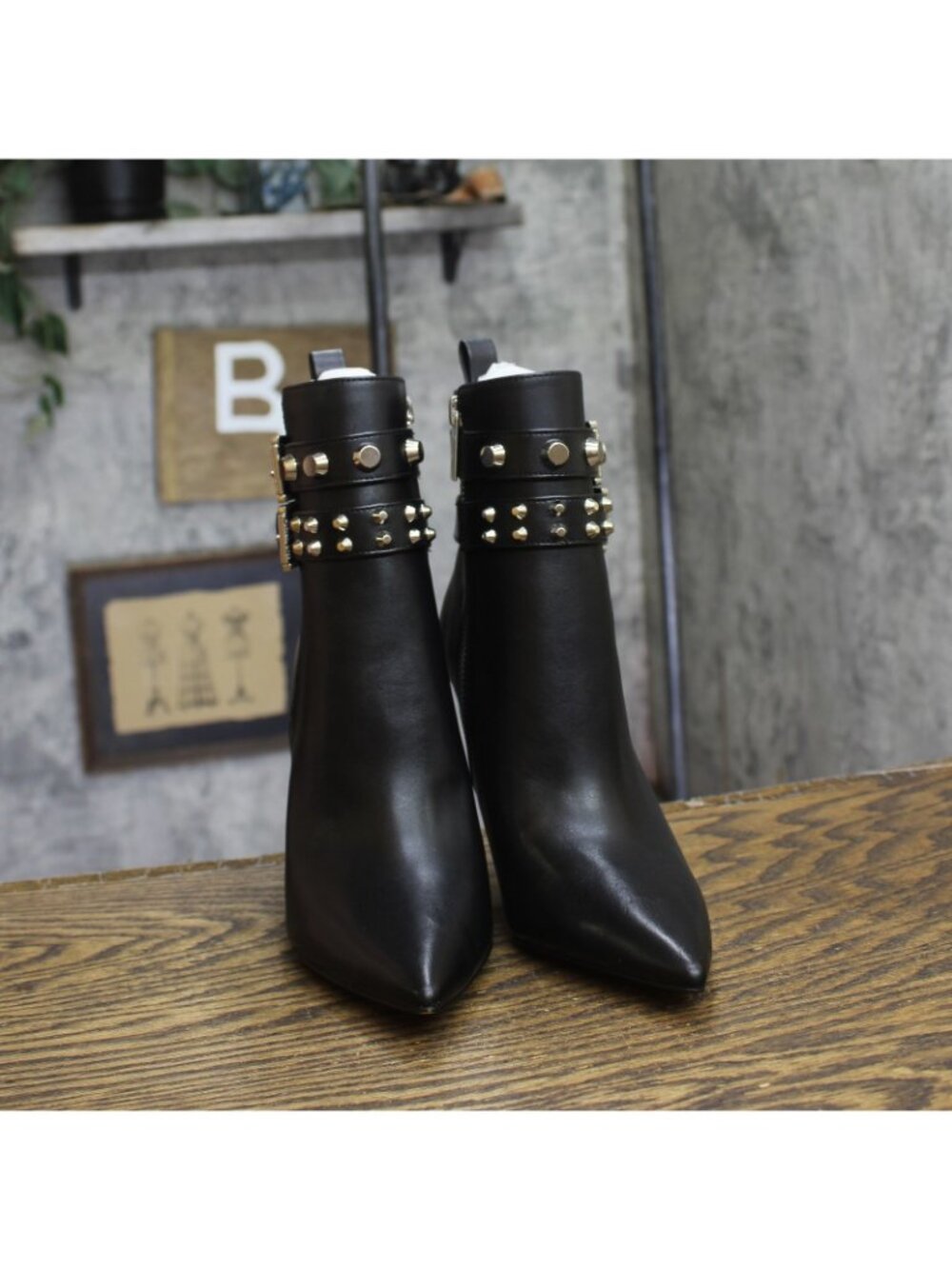 Michael Michael Kors Amal Studded Leather Ankle Boots Stiletto Heel Black 6M - Picture 3 of 11